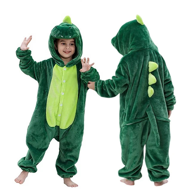MICHLEY carnival Flannel Pajamas Child Sleepwear Jumpsuit Onesies Animal Cartoon Clothes Winter Halloween For Boys Girls Family