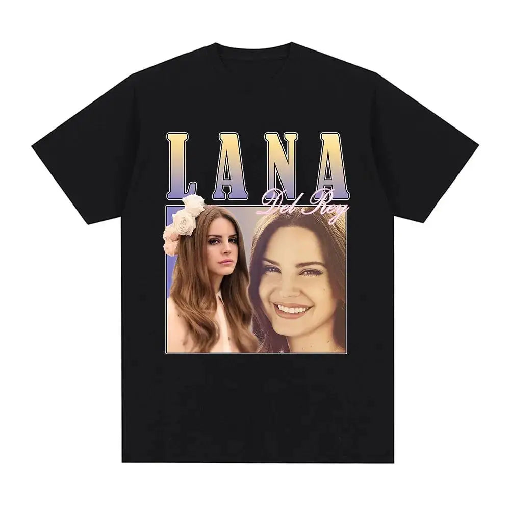 Singer Lana Del Rey Print T Shirt Men Women Fashion Hip Hop Streetwear Harajuku Short Sleeve Plus Size T Shirt Unisex