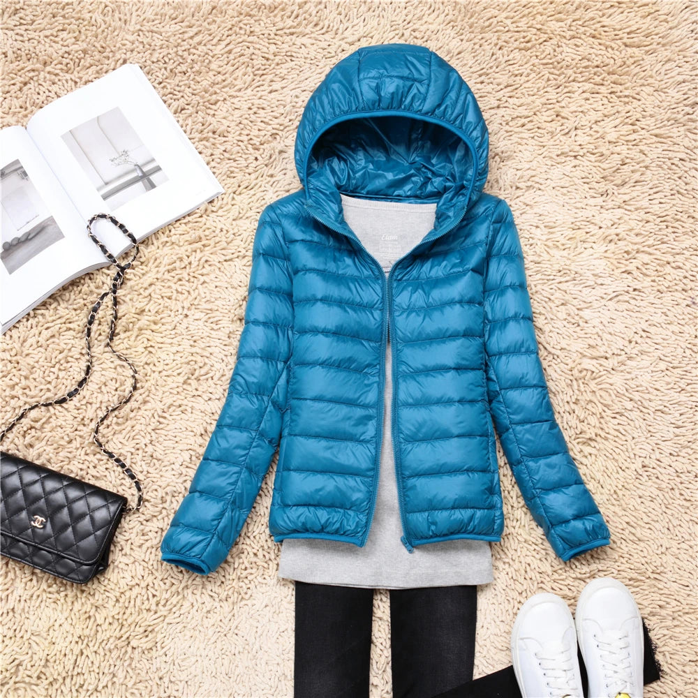 Women Puffer Jacket 15 Colors Plus Size 5XL 6XL 7XL 2025 New Spring Autumn Female Ultra Lightweight Packable Hooded Down Coats
