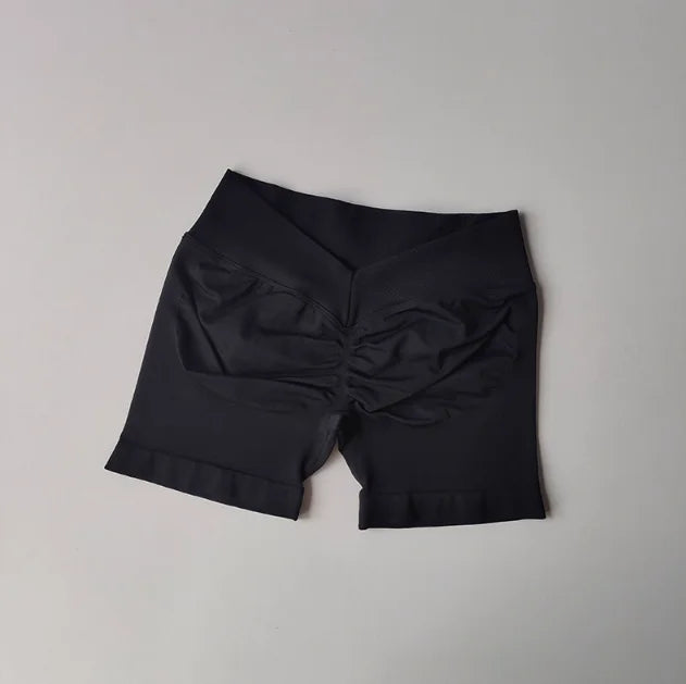 Seamless Workout Shorts for Women, V-Waistband Tight Fit Shorts, 3-Inch Yoga Running Shorts