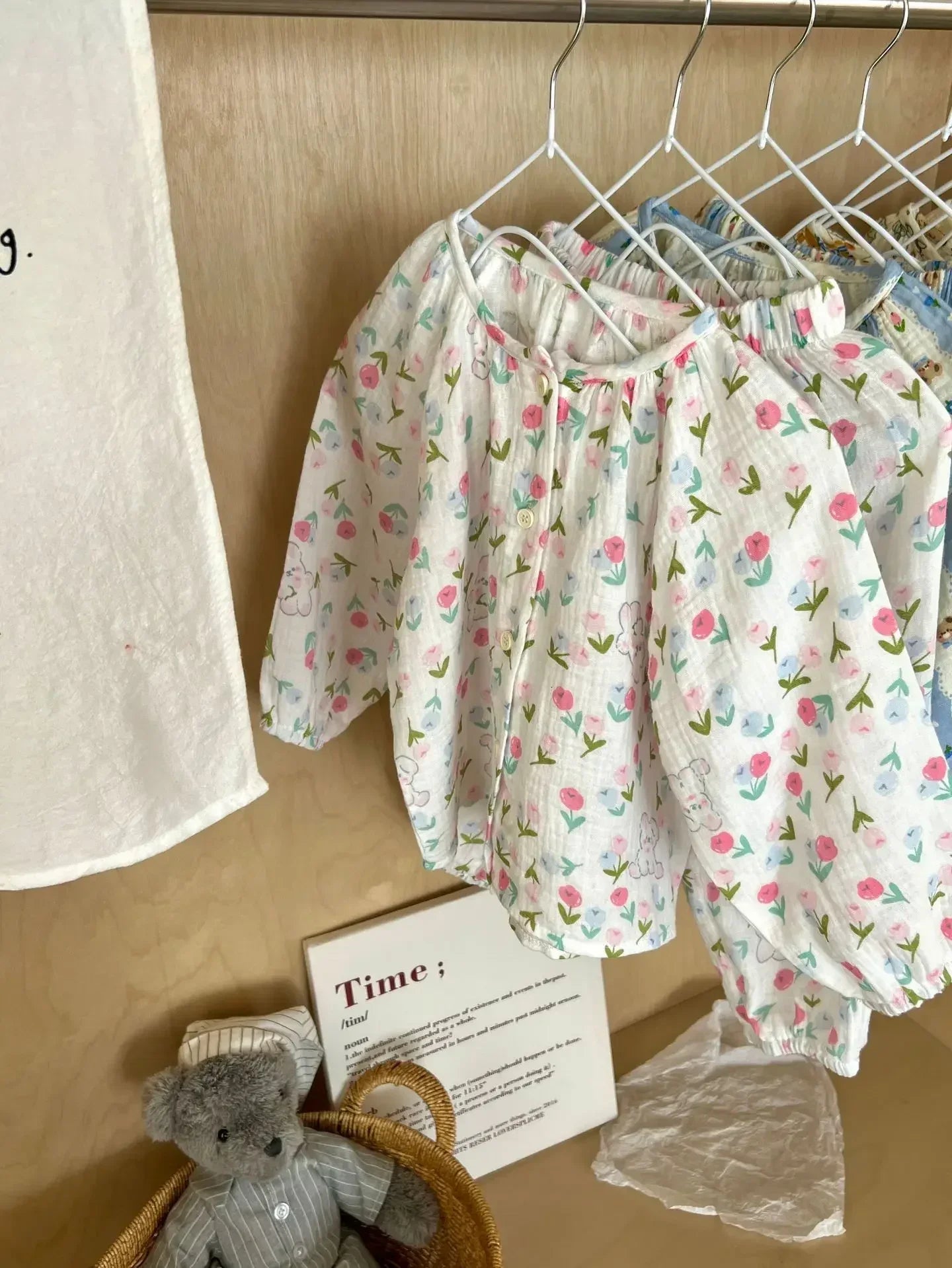 Children's Spring Grade Pajama Set Boys Girls Kids Cartoon Double Layer Gauze Home Clothing Set Baby Sleepwear Two-Piece Set