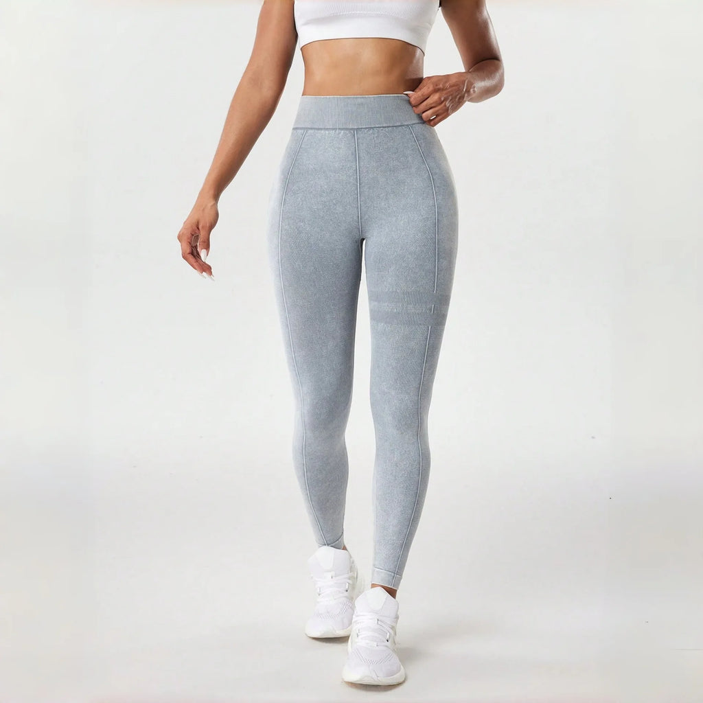 Muyao Seamless V-Waist Sand-Washed Yoga Pants Women's Breathable Butt-Lifting High Elasticity Tight Fitness Nine-Piece Pants