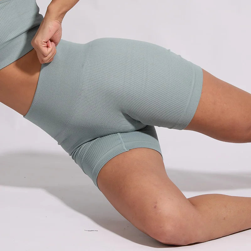 Ribbed Yoga Leggings Sports Tights Woman Seamless Yoga Pants Tummy Control Gym Fitness Legging Push Up Workout Legins Female