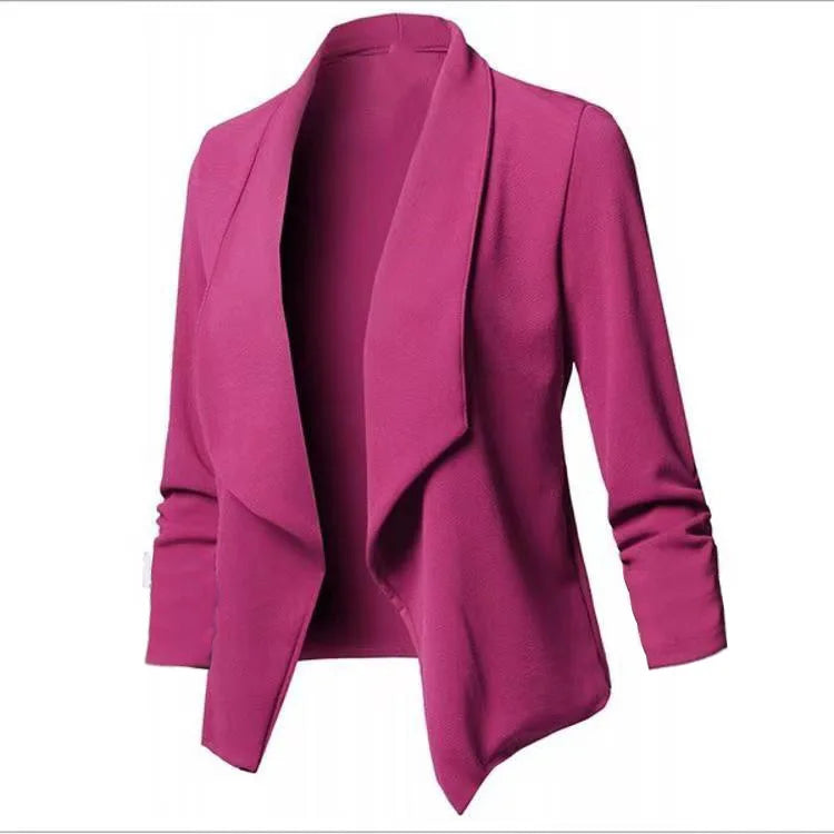 Women OL Blazers Oversized S-5XL Female Notched Long Sleeve Pleated Slim Business Workwear Cardigan Blazers Coats ZC545