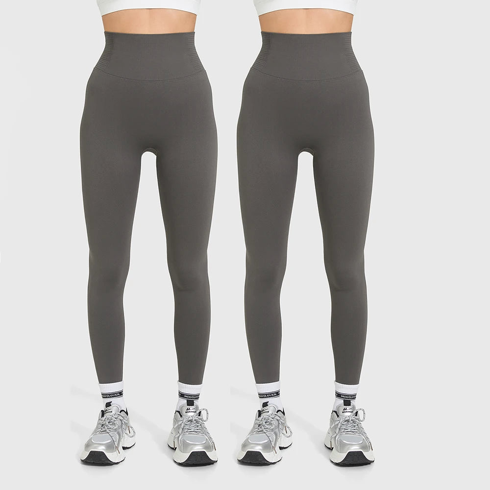 2 Pack Gym Leggings Women Seamless High Waist Yoga Pants  Slim Push Up Gym Tights Elastic Fitness Leggings Gym Workout Pants