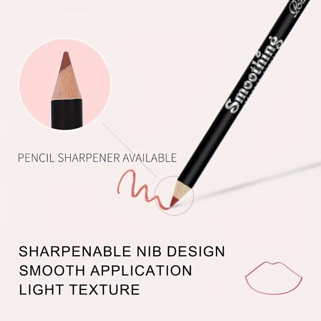 6-Color Waterproof Matte Lip Liner - Long-Lasting, Non-Transfer Formula, Matte Finish, 6 Versatile Shades