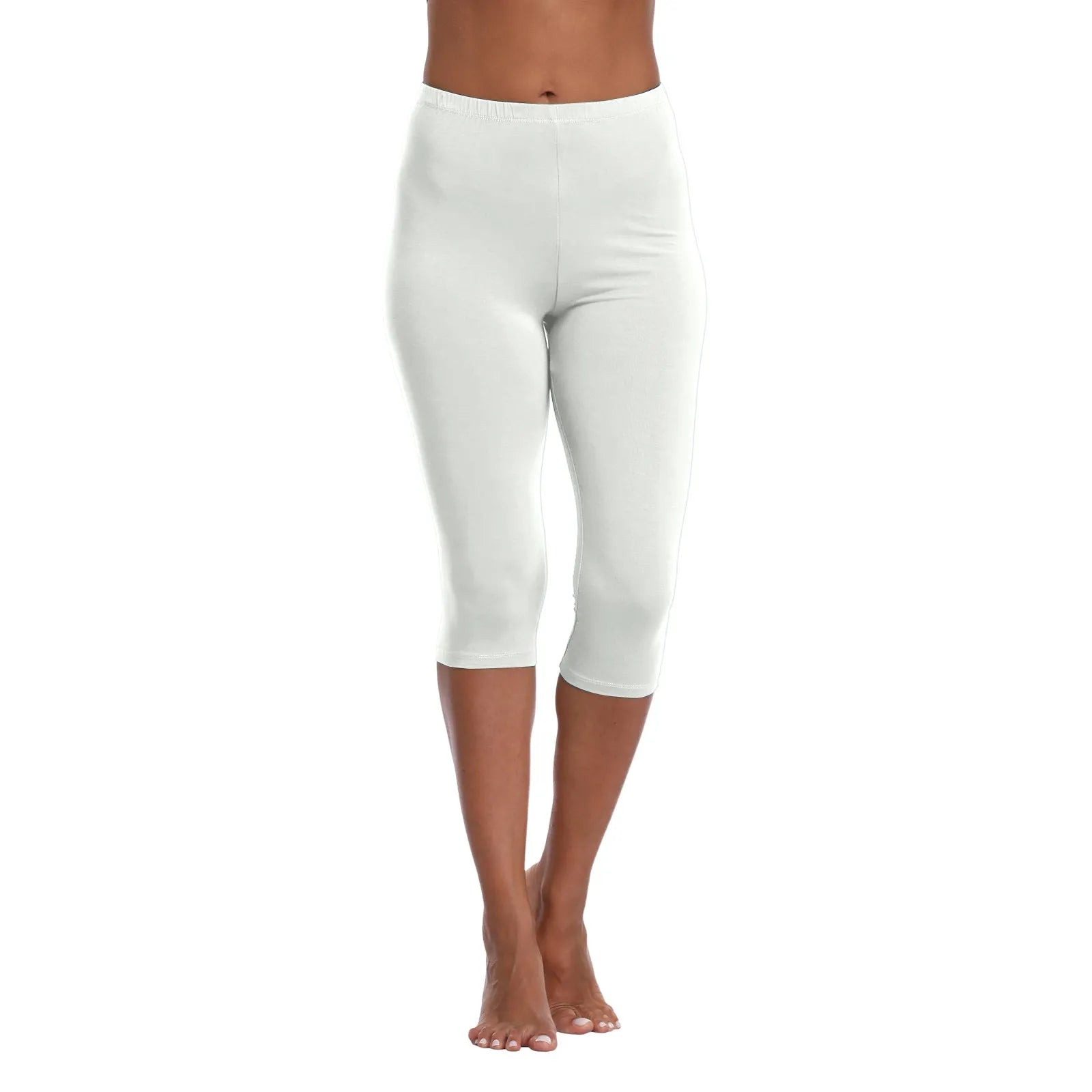 Women's Soft and Comfortable Basic Lightweight Seven Leggings Solid Color Casual Elastic Waist Hip Lift Yoga Pants