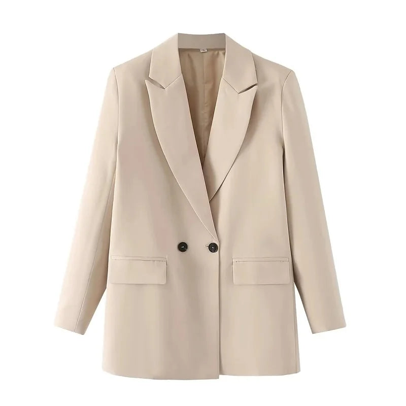 HXAO Blazer Woman Black Beige Khaki Blue Green Gray Women coat Fashion Office Wear Women's Blazers Jacket Outerwears 2024