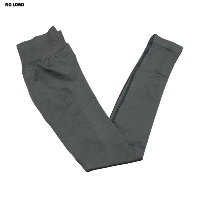 No Logo Woman Sports Leggings Seamless Yoga Long Pants Low Ribbed Band Fitness Sportswear Gym Exercise Tights Workout Leggings
