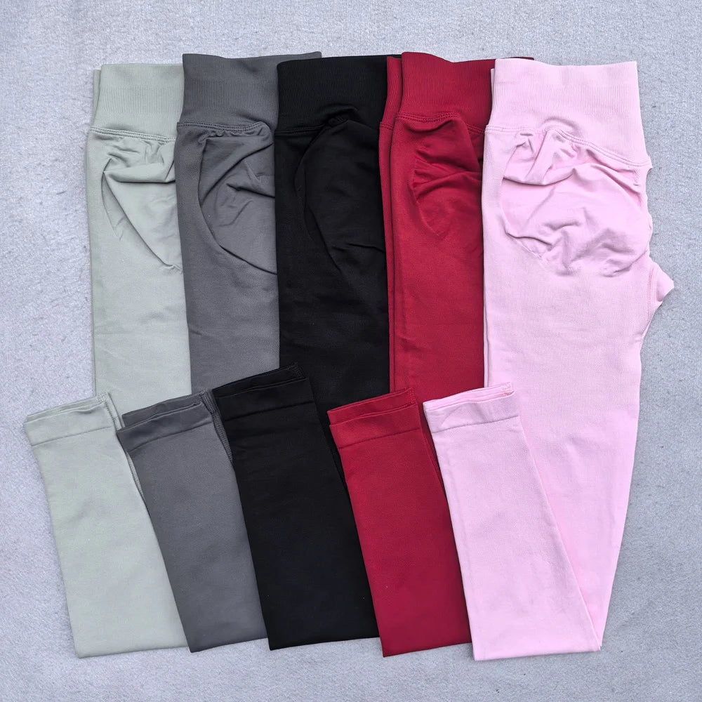 Leggings Women Scrunch Seamless Yoga Leggings Gym Sports Pants Low Ribbed Band High Stretch Fitness Outfit Workout Tights