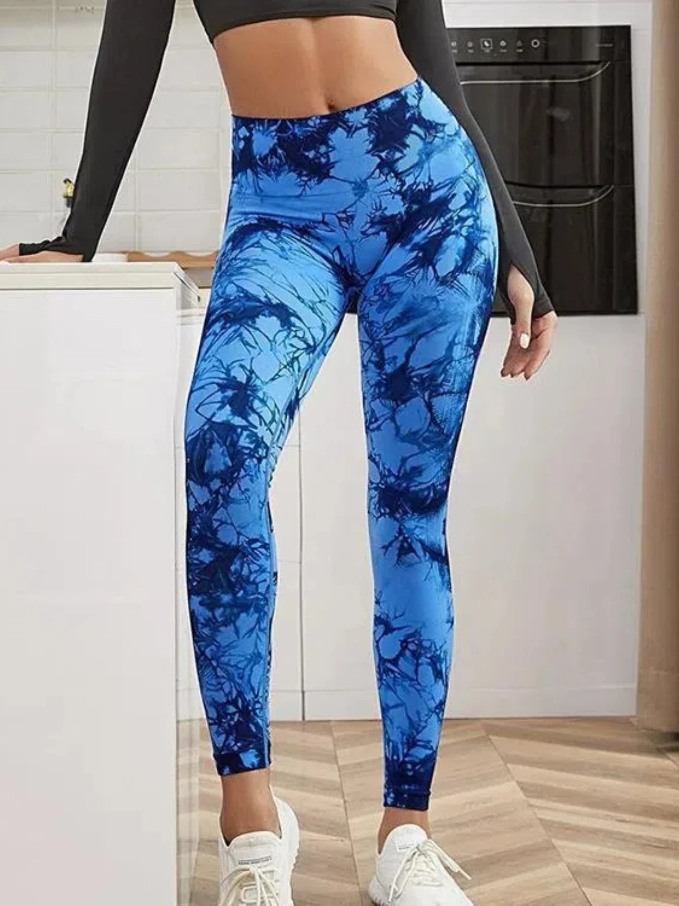 Hip Liftting Seamless Fitness Yoga Leggings Tie Dye Exercise Tights For Women Tummy Control High Waist Workout Pants