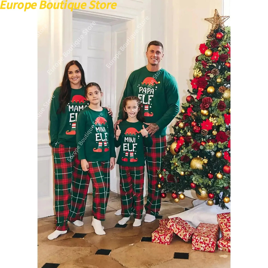 Mom Dad Kids Christmas Print Pajamas Set 2 Piece Pyjama Xmas Family Look Sleepwear Xmas Family Matching Outfits Pjs Loungewear