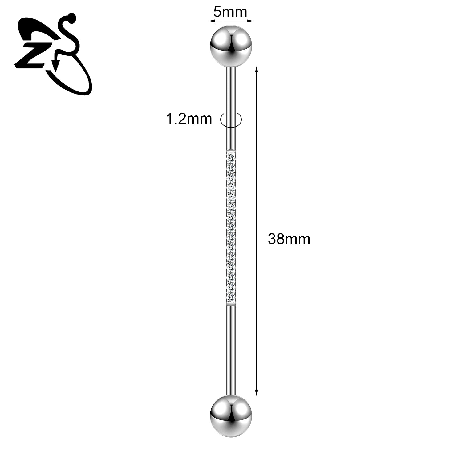 ZS 1 Piece 14/16G Stainless Steel Long Industrial Barbell Ring 22-52MM Butterfly Cat Cartilage Helix Earring Piercings Jewelry