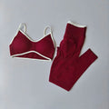 2pcs Sport Sets Women Gym Push Up Yoga Pants Hollow Back Gym Fitness Bras Workout High Waisted Leggings Seamless Tights Set Suit