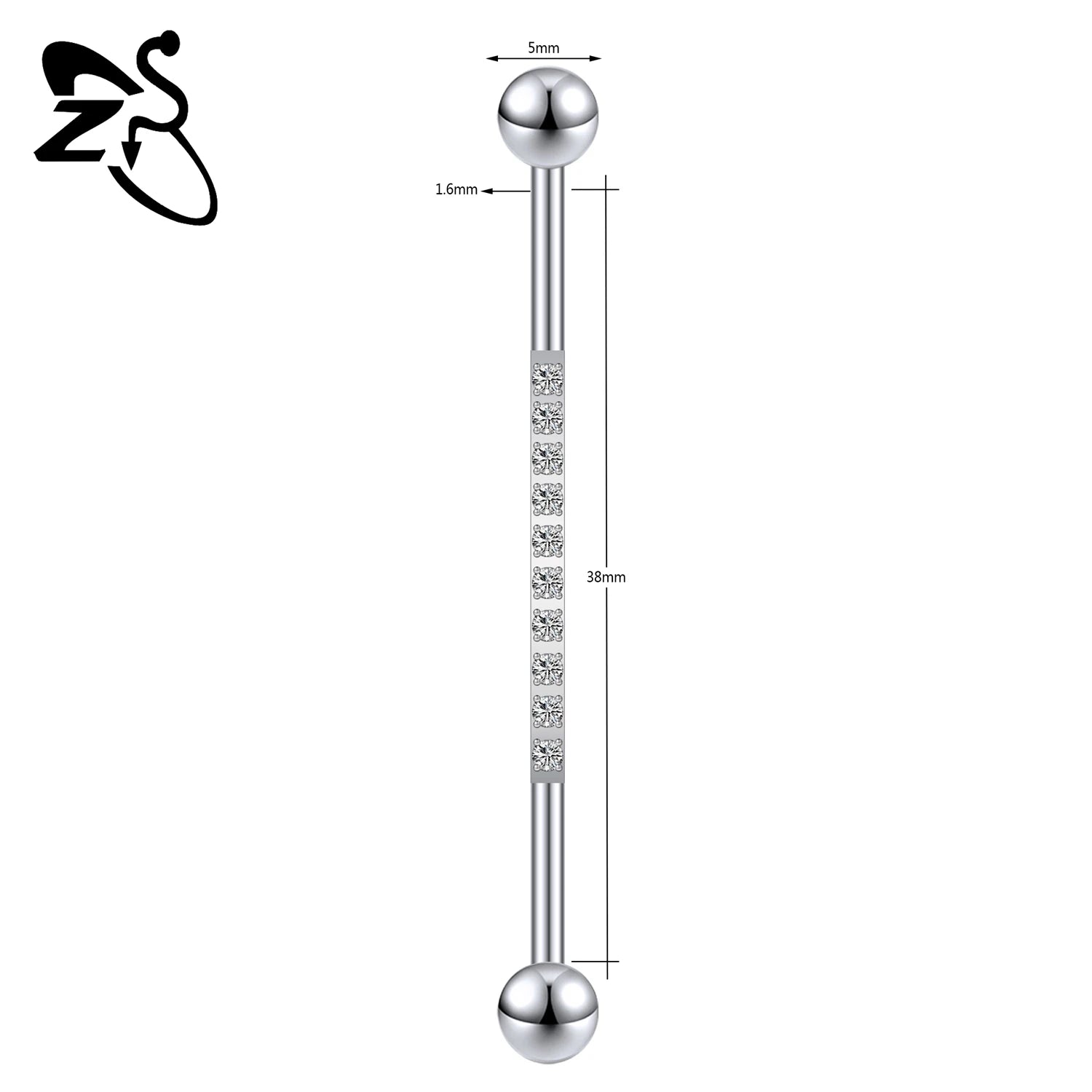 ZS 1 Piece 14/16G Stainless Steel Long Industrial Barbell Ring 22-52MM Butterfly Cat Cartilage Helix Earring Piercings Jewelry