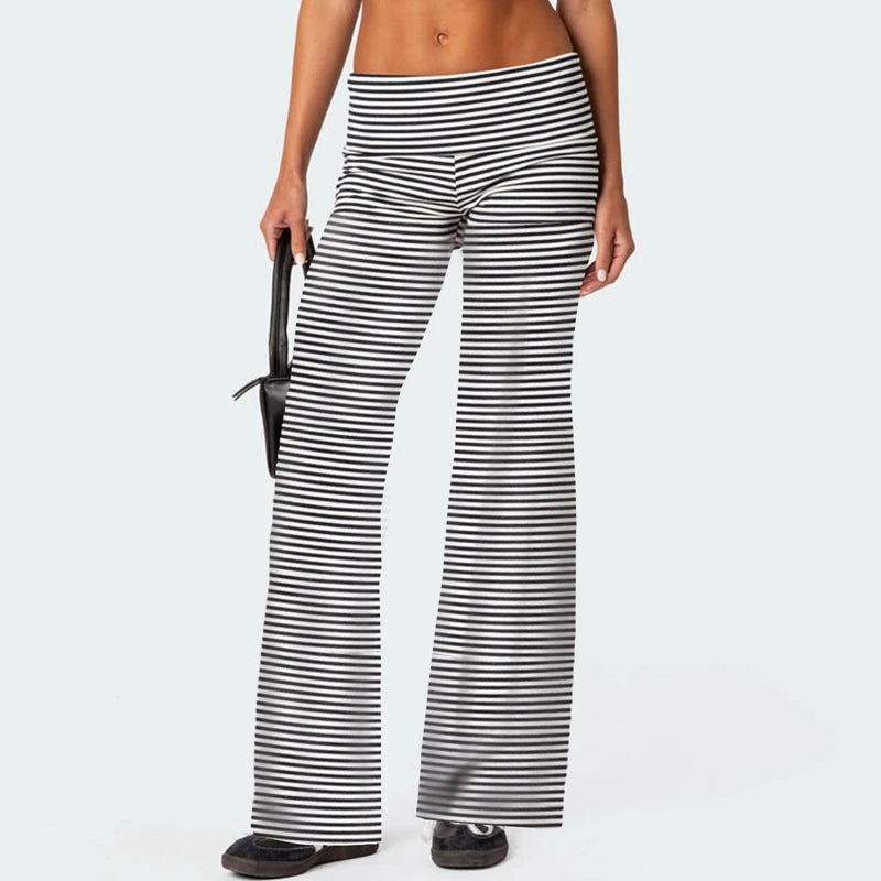 Casual Wide Leg Sweatpants for Women Fold Over Low Rise Flare Yoga Lounge Pants Back to School Clothes for Teen Girls Outfits