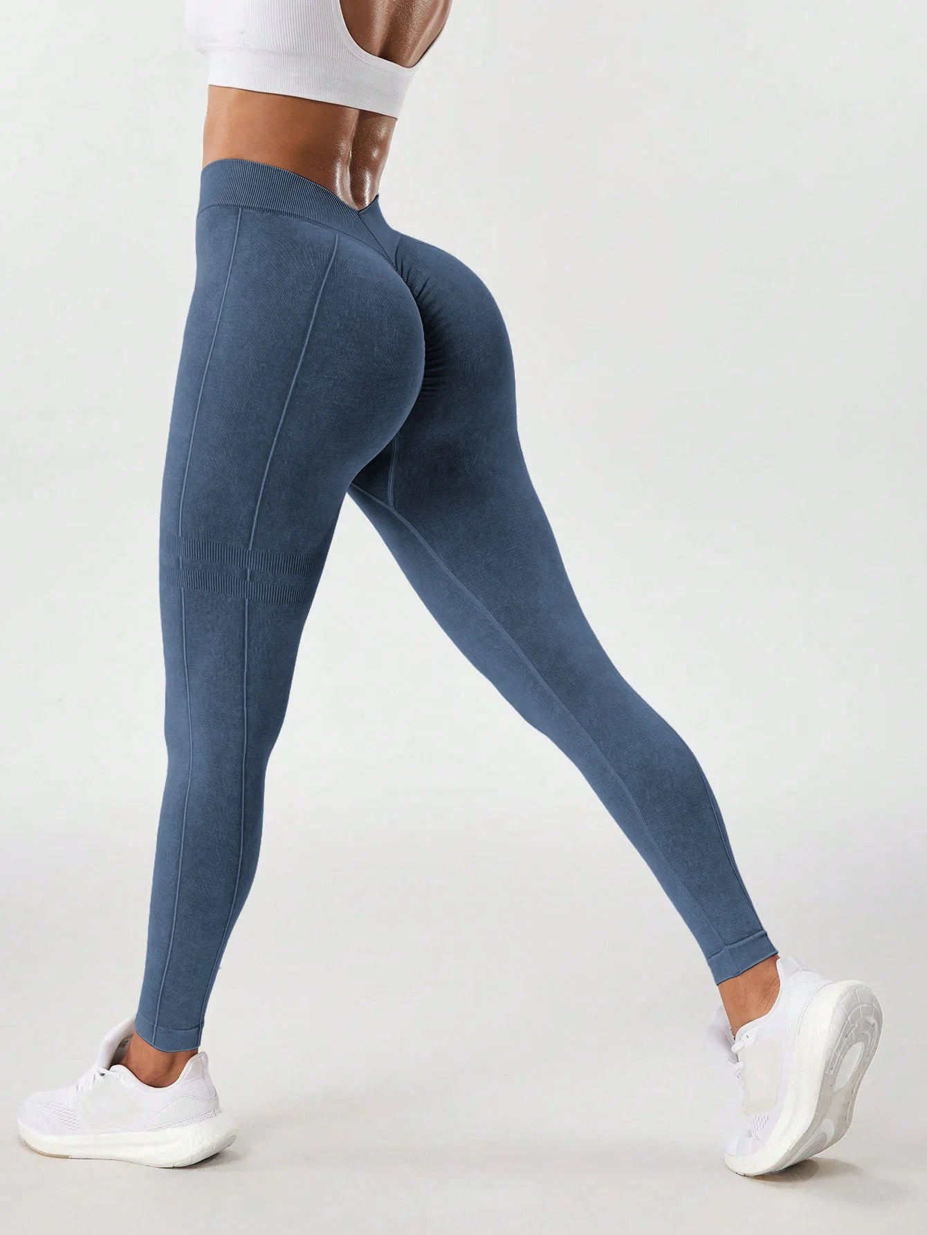 Muyao Seamless V-Waist Sand-Washed Yoga Pants Women's Breathable Butt-Lifting High Elasticity Tight Fitness Nine-Piece Pants