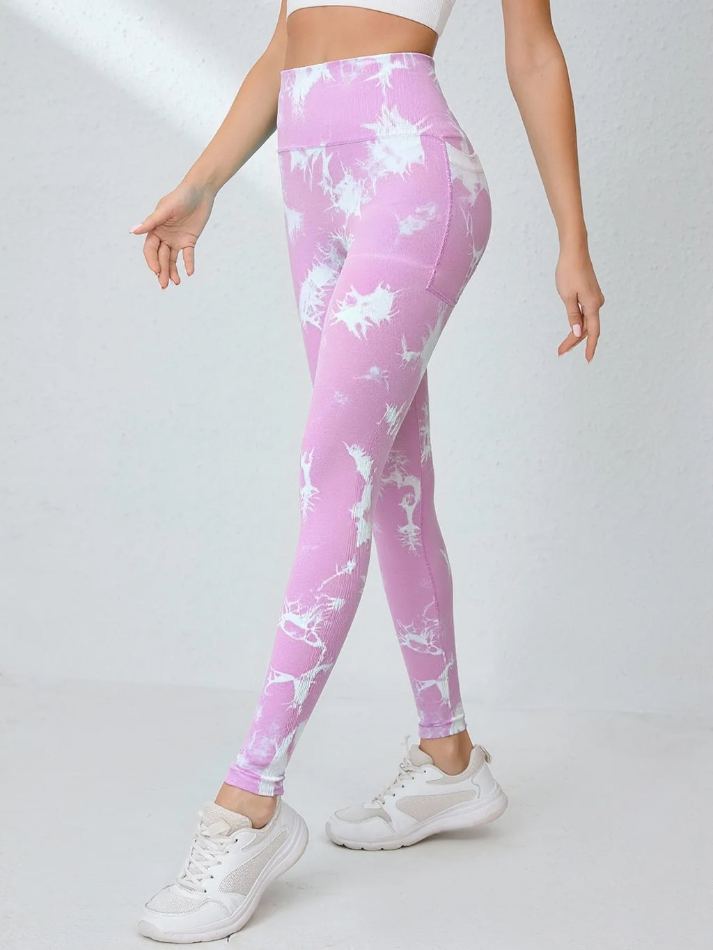 Tie Dye Seamless High Waisted Workout Leggings for Women Scrunch Butt Lifting Yoga Gym Athletic Pants With Pockets