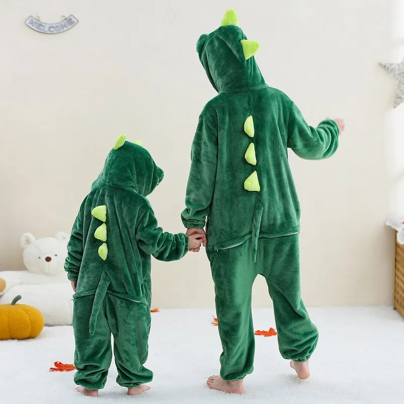 MICHLEY carnival Flannel Pajamas Child Sleepwear Jumpsuit Onesies Animal Cartoon Clothes Winter Halloween For Boys Girls Family
