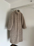 Gray Wool Faux Fur Shearling Long Coat for Women Winter 2025 Winter Fashion Trendy Teddy Maxi Coat Monki Curly Clean Fit Outwear