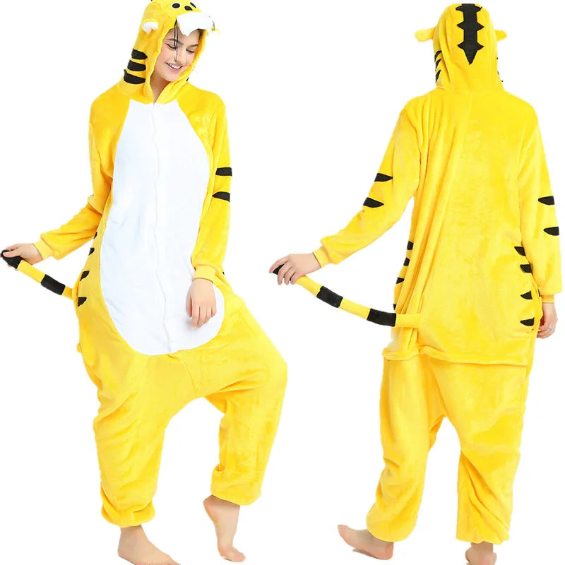 Adults Animal Onesies Unicorn Pajamas Couple Sleepwear Women Men Winter Unisex Kigurumi Costumes Cartoon Flannel Rabbit Pajamas