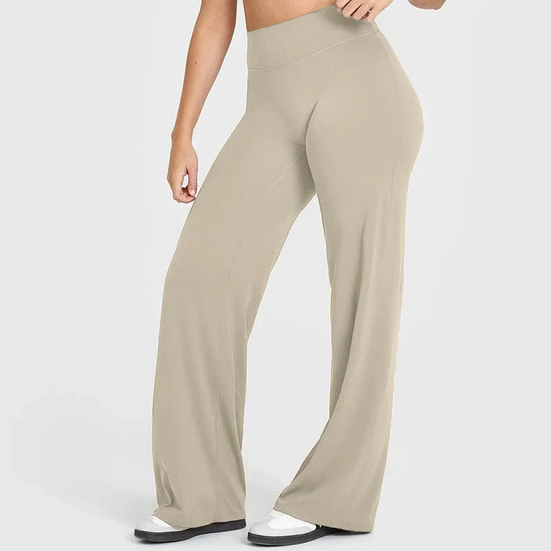 VEQKING Soft Active Women Yoga Pants Strait-leg Yoga Pilates Trousers Naked Feel Gym Fitness Peach Hip Outfits Loose Fit Bottoms