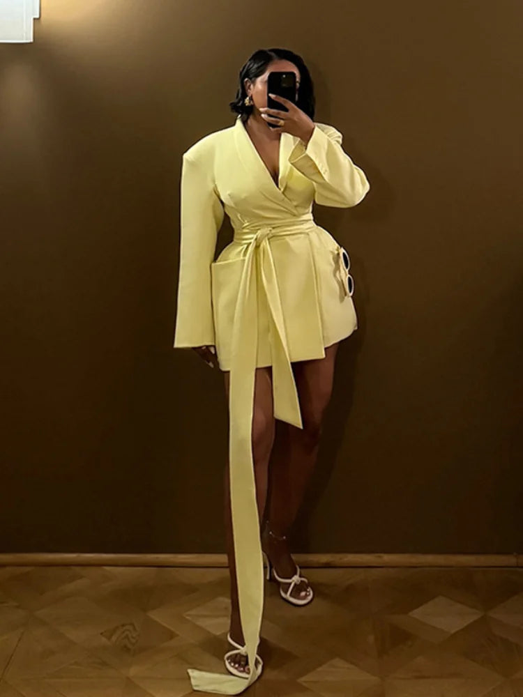 Solid Lapel Blazer Jacket For Women Oversize Notched Single Breasted Shoulder Pads Jackets 2025 Office Lady Long Sleeve Tops