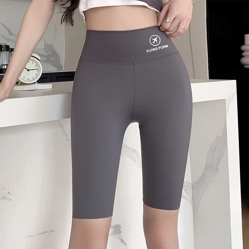 Summer Shark Bottoming Trousers Female External Wear Thin Section High Waist Lift Hip Elastic Yoga Five-minute Trousers Female