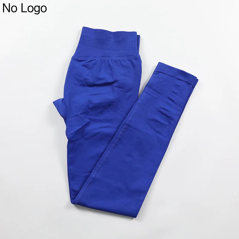 No Logo Sexy V-Back Leggings Seamless Yoga Pants Scrunch Butt Lifting Gym Leggings Low Ribbed Waistband Fitness Sports Tights