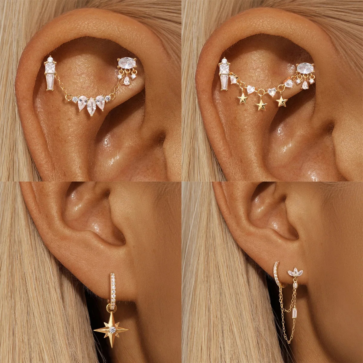 ROXI 925 Sterling Silver Heart/Geometric/ Butterfly Tassel For Women Allergy-proof 18K Gold Plata Piercing bijoux femmes