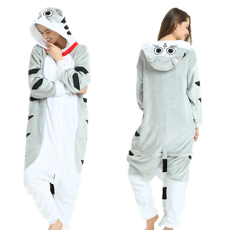 Adults Animal Onesies Unicorn Pajamas Couple Sleepwear Women Men Winter Unisex Kigurumi Costumes Cartoon Flannel Rabbit Pajamas