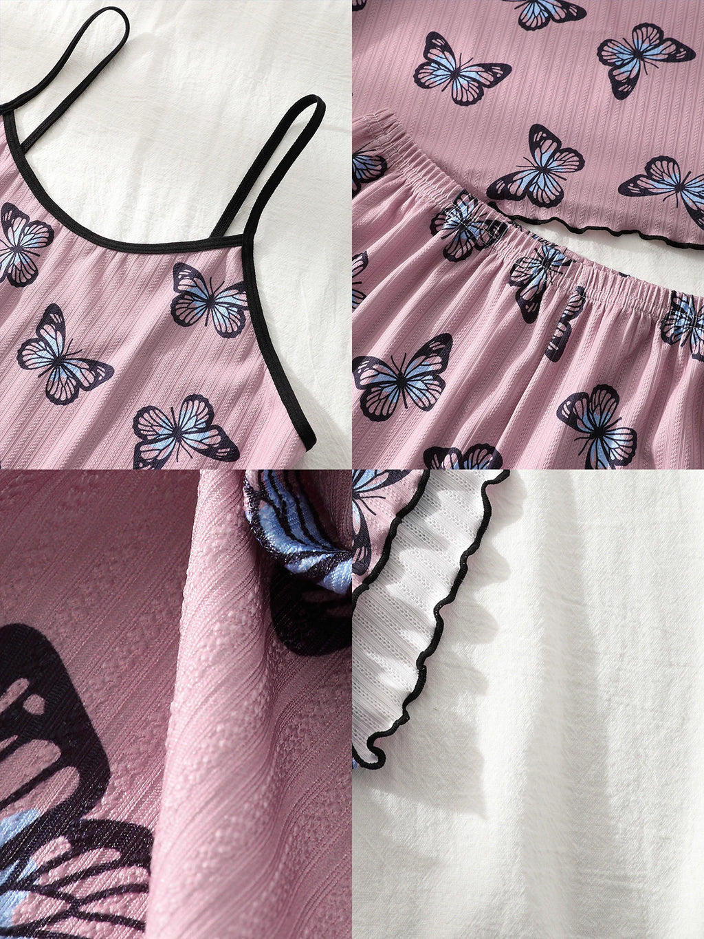 1 Set Women Home Wear Print Cami Top And Shorts Pajama Set