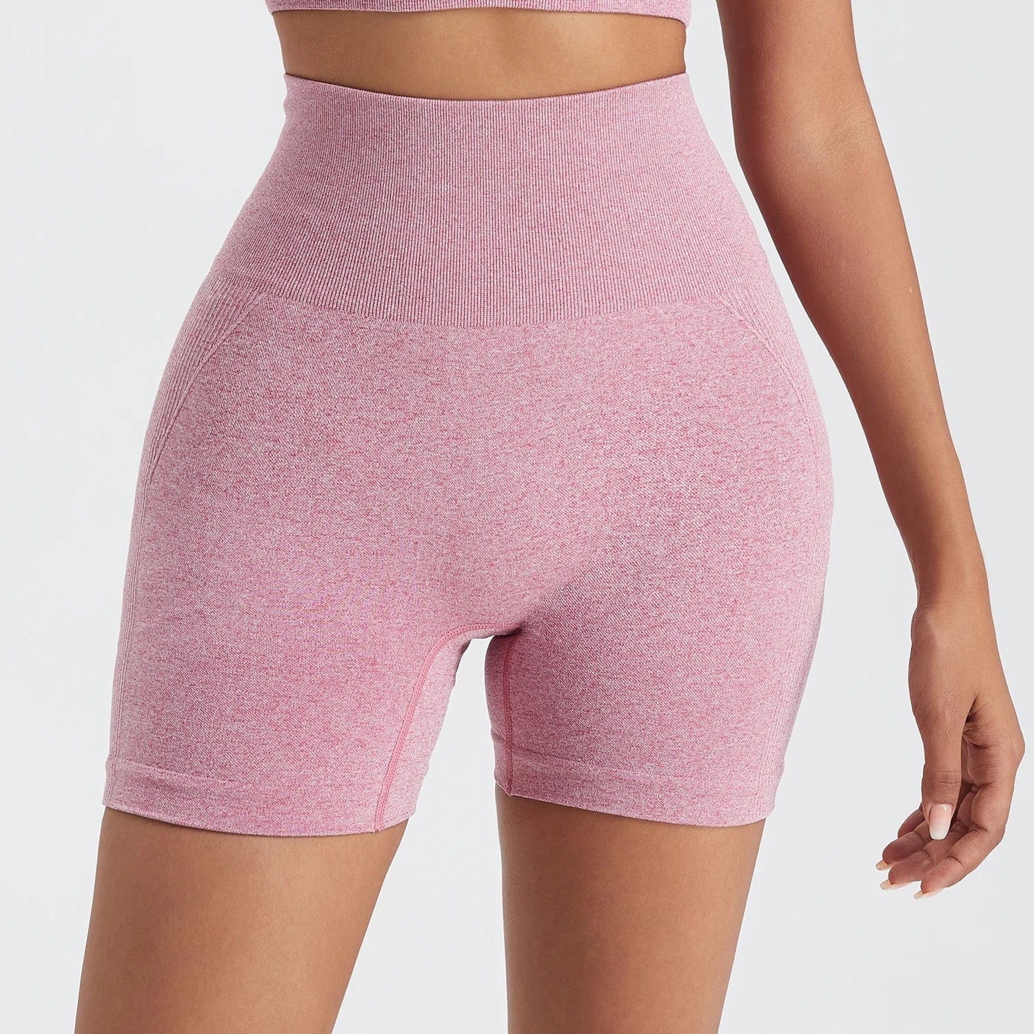 CHRLEISURE Seamless Ribbed Yoga Shorts For Women High Waisted Biker Tights Elastic Workout Slim Sports Leggings Sportswear