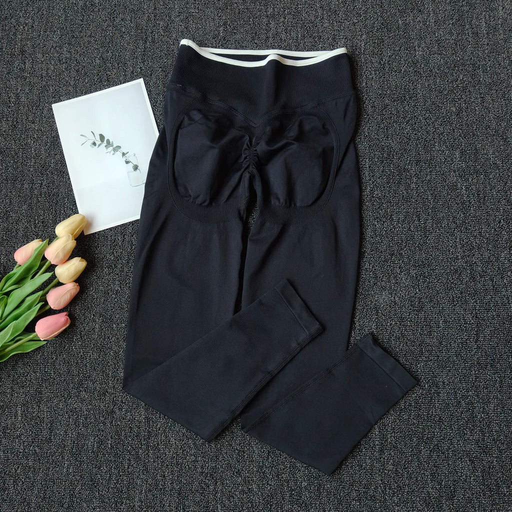 Women's Seamless Yoga Leggings Middle Waist Push-Up Fitness Running Pants High Elastic Hip Lift Pilates Gym Sport Leggings