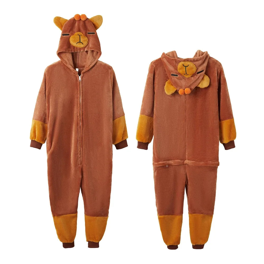 Kids Winter Plush Pajamas Children Dragon Stitch Cow Sleepwear Keep Warm Kigurumi For Boys Girls Flannel Fleece Sleeping Clothes