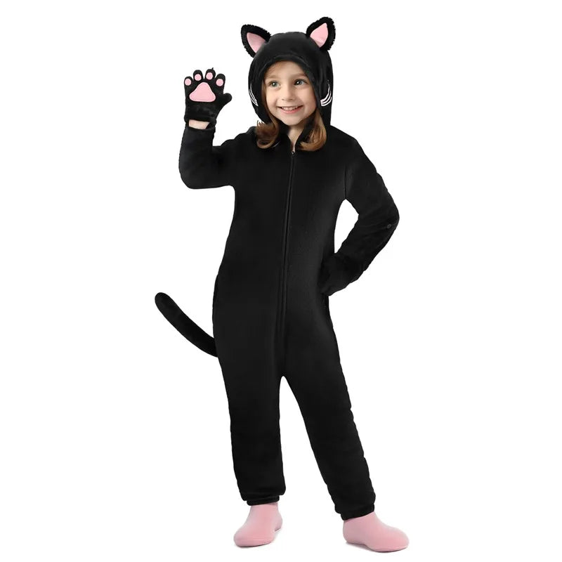 Kids Winter Plush Pajamas Children Dragon Stitch Cow Sleepwear Keep Warm Kigurumi For Boys Girls Flannel Fleece Sleeping Clothes