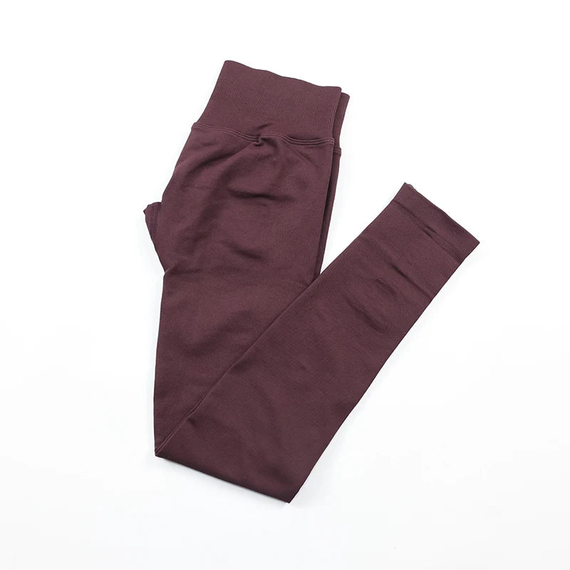 No Logo Sexy V-Back Leggings Seamless Yoga Pants Scrunch Butt Lifting Gym Leggings Low Ribbed Waistband Fitness Sports Tights
