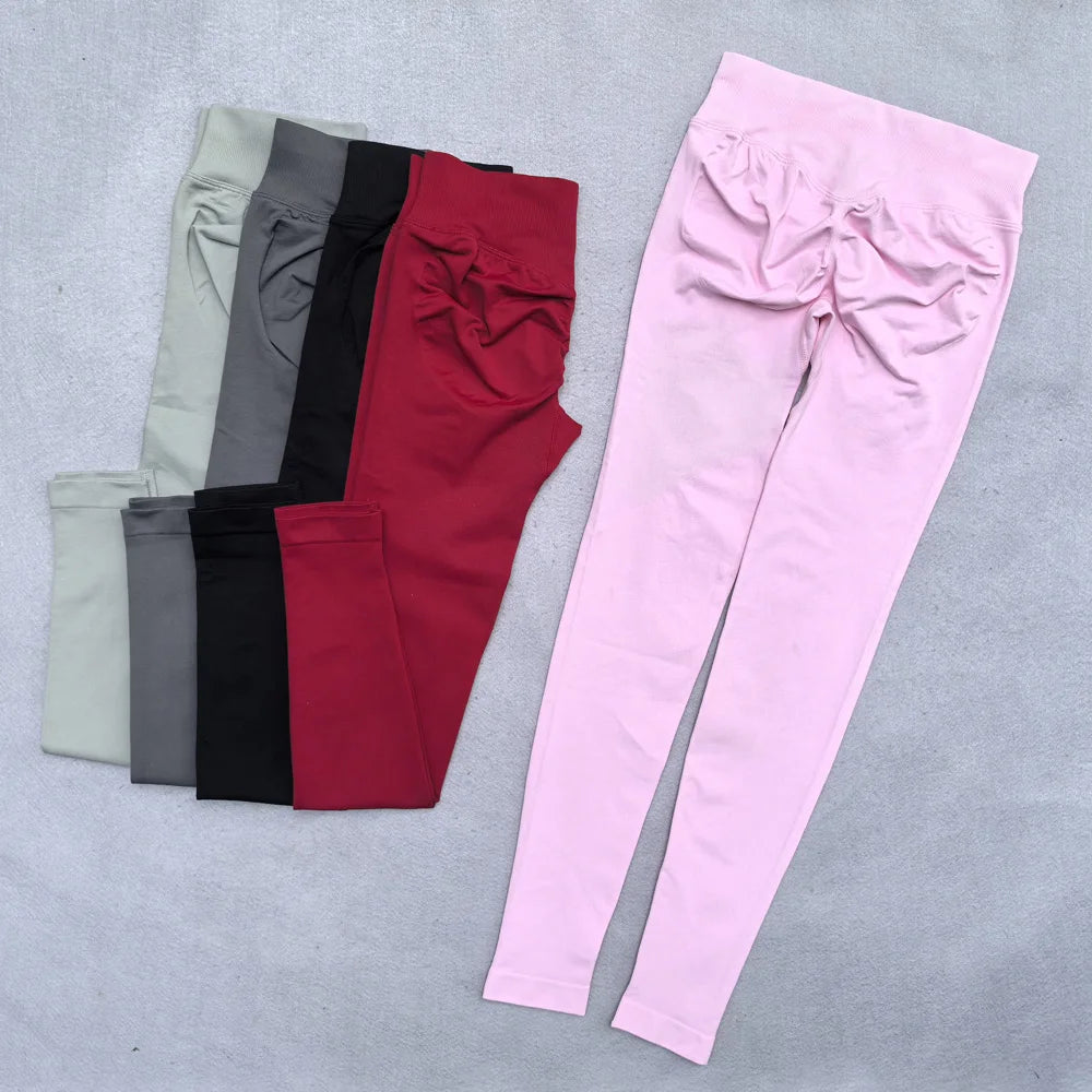 Leggings Women Scrunch Seamless Yoga Leggings Gym Sports Pants Low Ribbed Band High Stretch Fitness Outfit Workout Tights