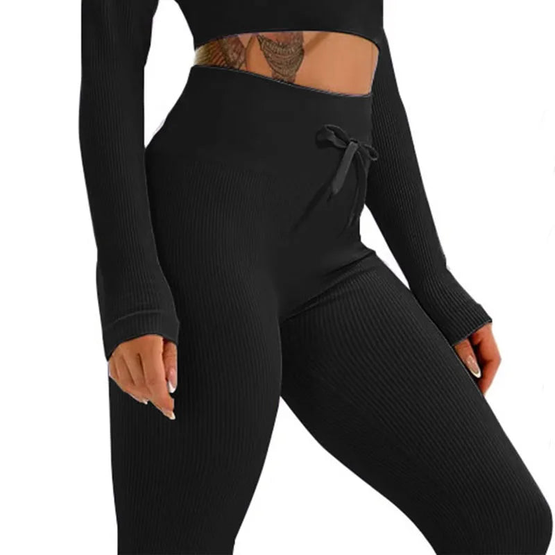 Ribbed Yoga Leggings Sports Tights Woman Seamless Yoga Pants Tummy Control Gym Fitness Legging Push Up Workout Legins Female
