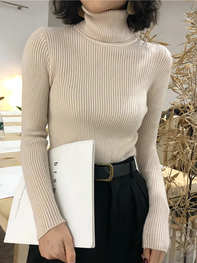 Womens Autumn Winter Tops 2026 Turtleneck Sweater Korean Slim Women Pullover Jumper Knitted Sweater Pull Femme Hiver Truien