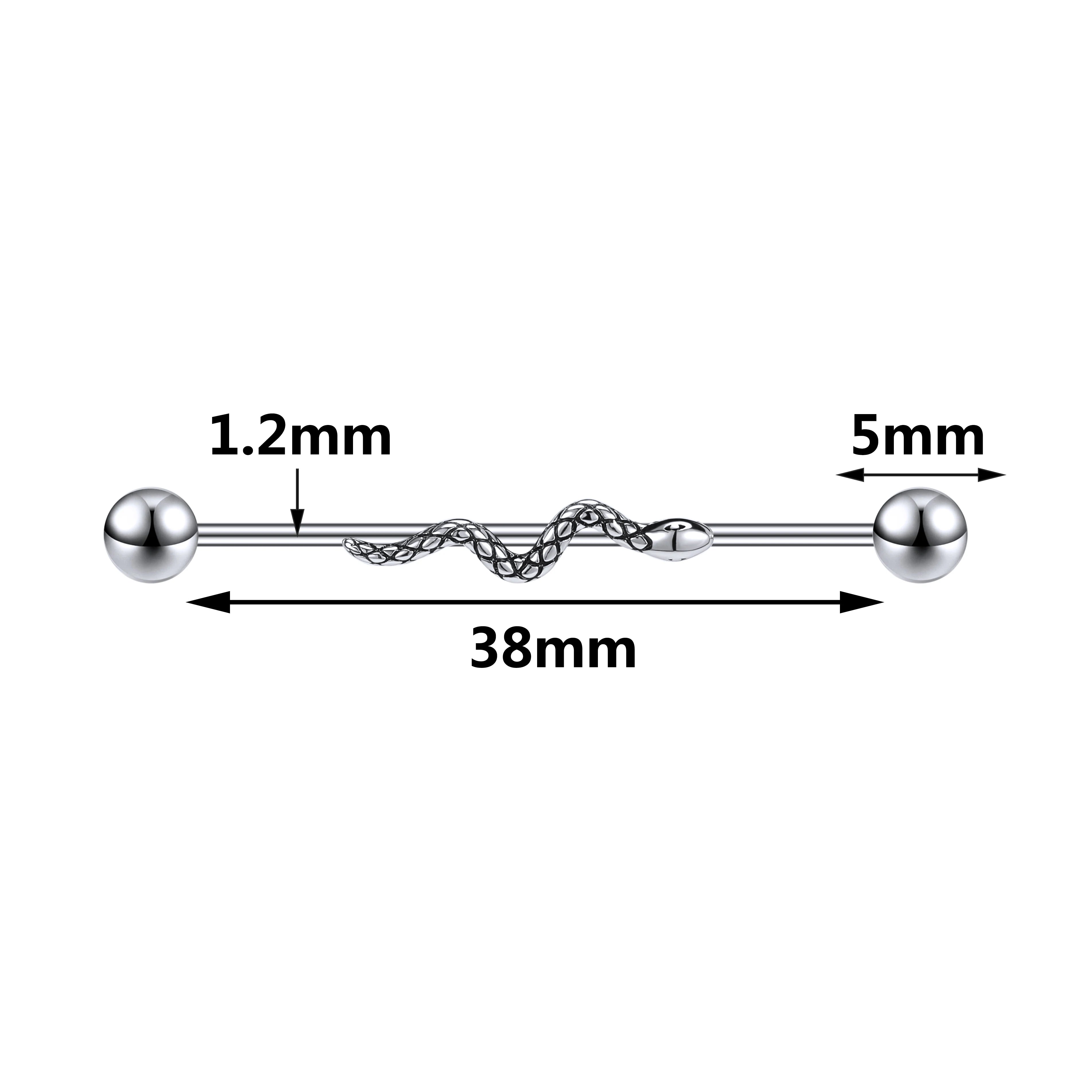 AOEDEJ Industrial Piercing Earring Women Stainless Steel Helix Ear Piercing Dragon Snake Long Earring Jewelry Barbell Earring