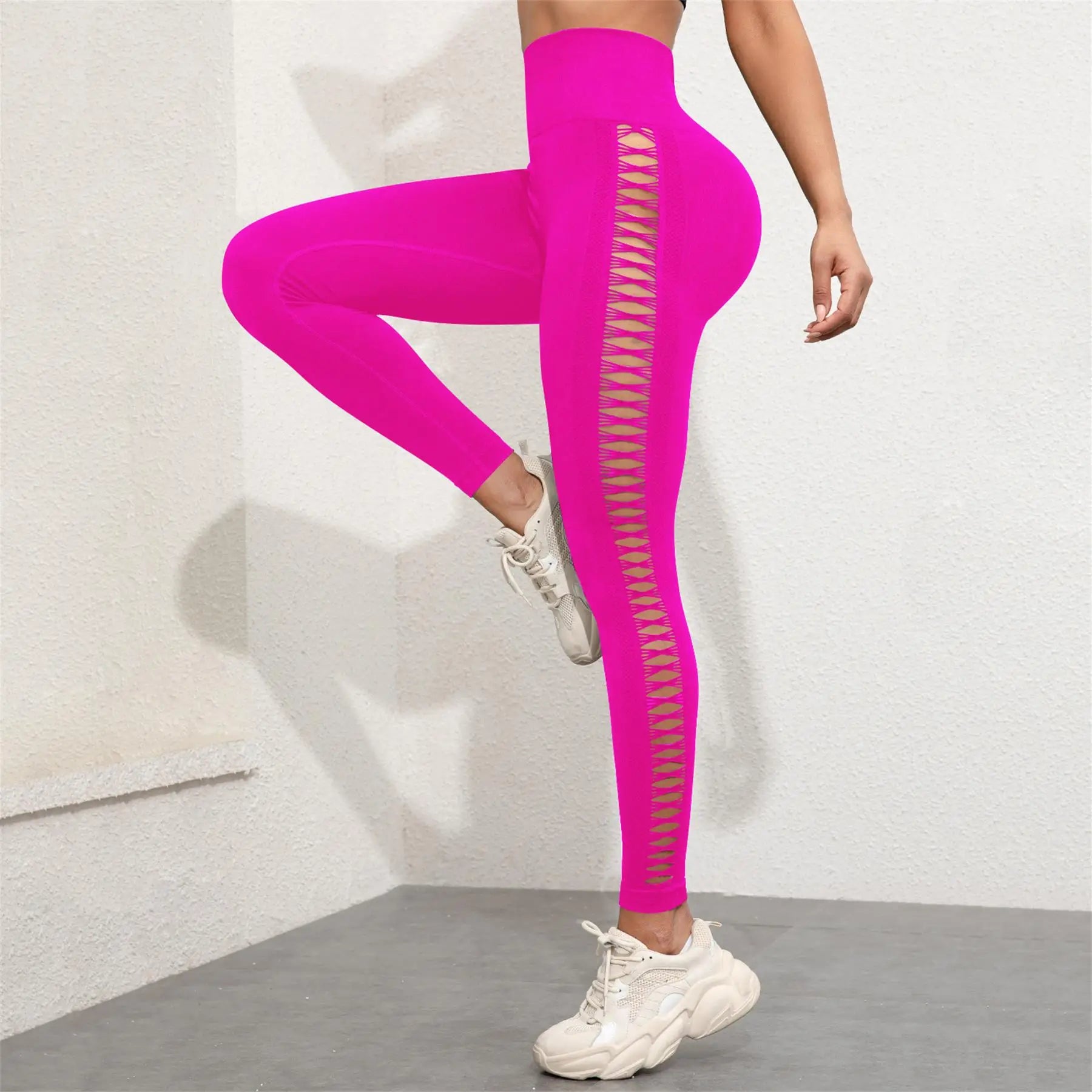 Women's Seamless Hollow Out Tie-Dye High-Elastic Compression Workout Leggings, For Yoga & Fitness