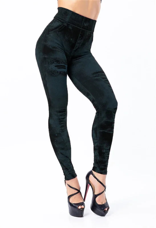 2025 Slim Fit Tie Dye Women New Fashion Classic Stretchy Leggings Sexy High Waist Imitation Jean Skinny Skinny Comfortable Pants