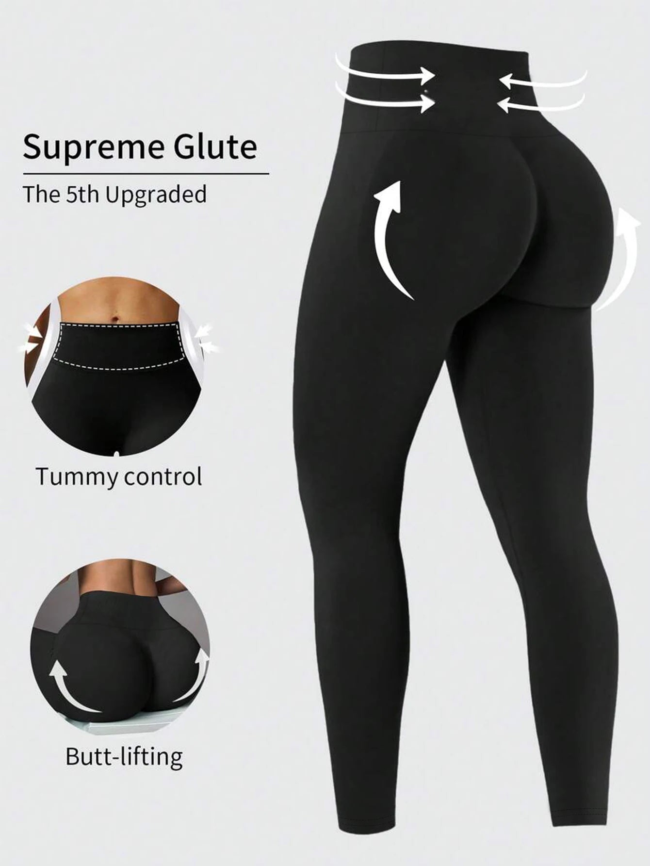 Womens Daily Athletic High Waist Skinny Leggings Tummy Control Hip Lifting Stretch Pants For Yoga Fitness Running Cycling
