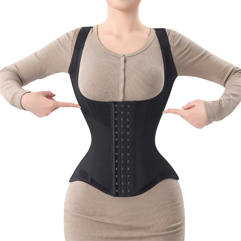 MiiOW U-shaped Waist Trainer Corset Women Shaper Waist Trainer Steel Bone Abdomen Beautiful Back Belt Women's Tank Top Shapewear