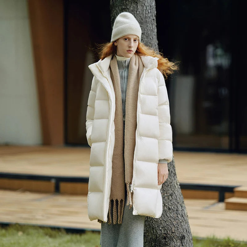 Semir Long Down Jacket Women Waterproof Hooded Coat 2025 Winter New Loose Girls' Jacket Multi-Color Thicken Windbrake Down Coat