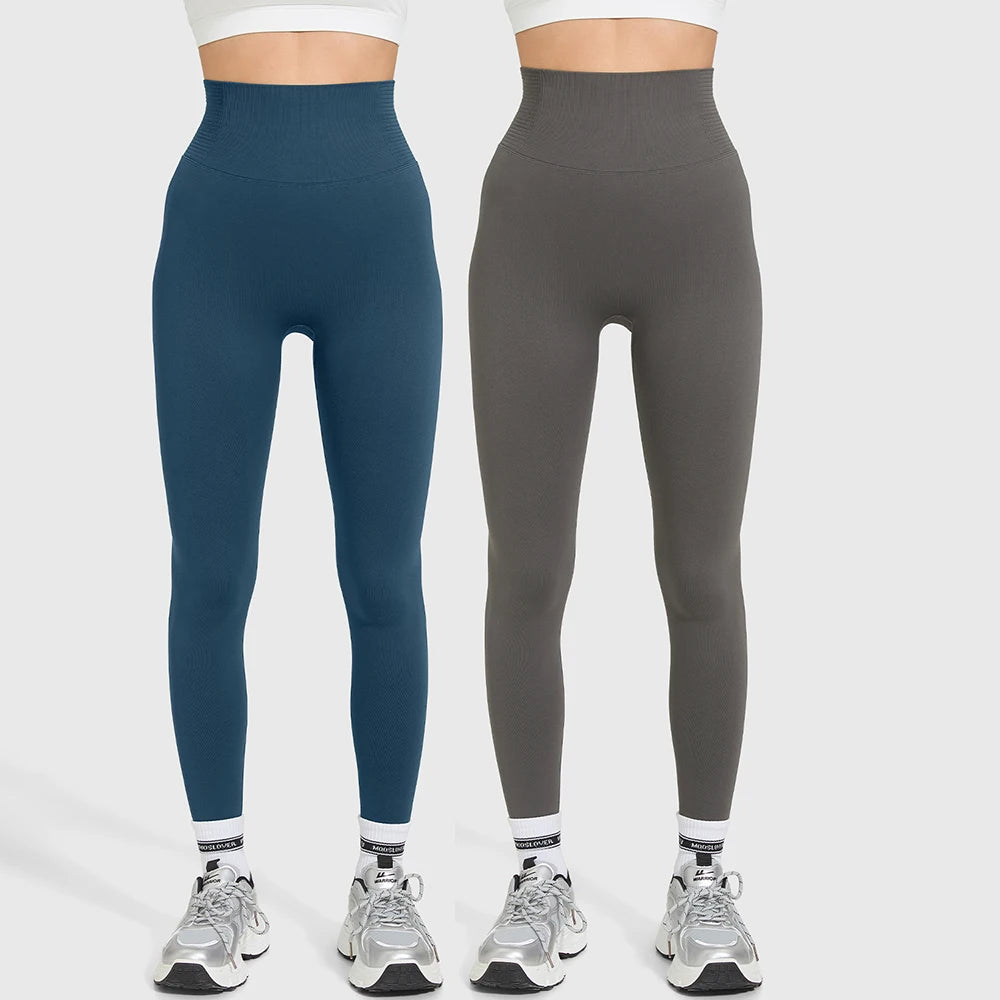 2 Pack Gym Leggings Women Seamless High Waist Yoga Pants  Slim Push Up Gym Tights Elastic Fitness Leggings Gym Workout Pants