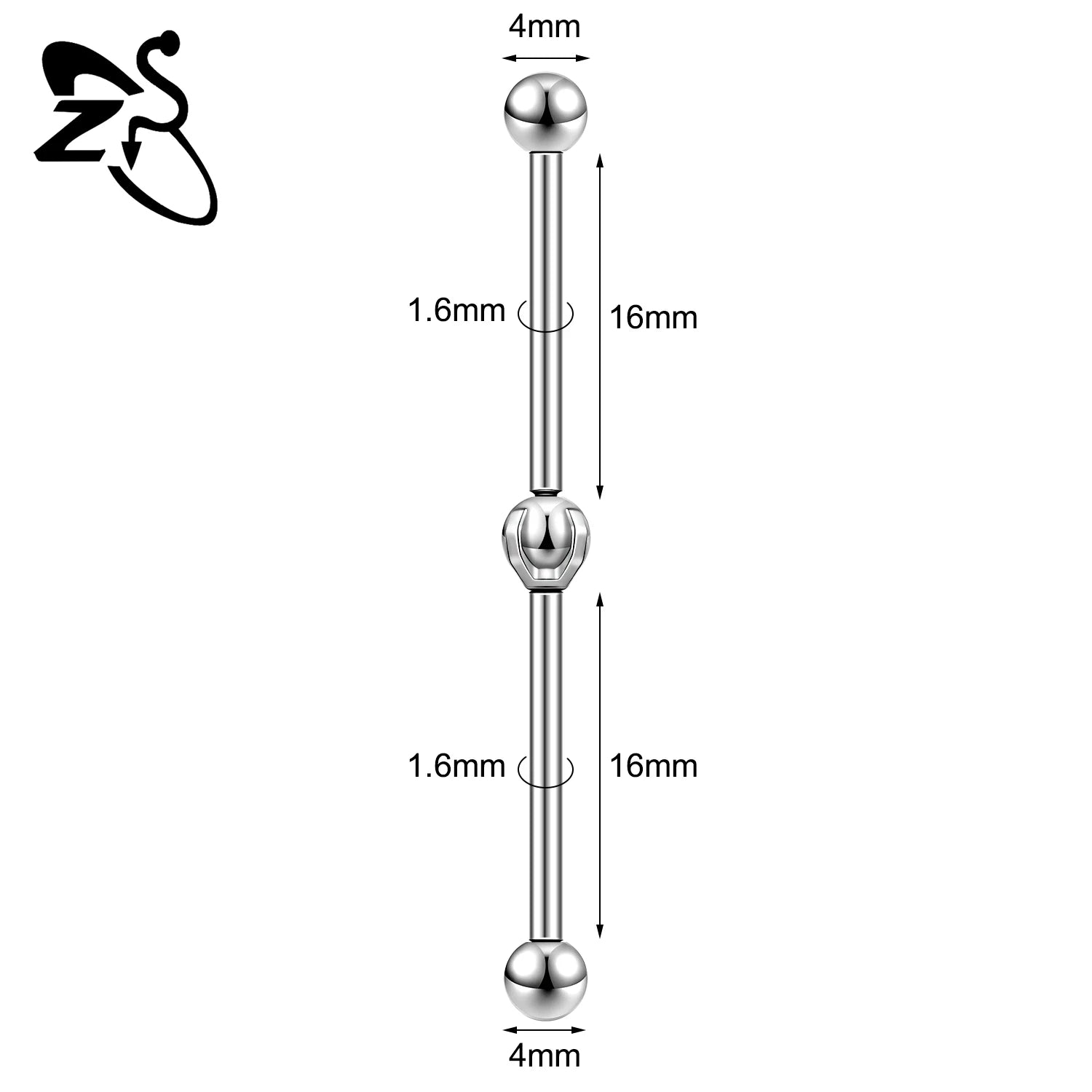 ZS 1 Piece 14/16G Stainless Steel Long Industrial Barbell Ring 22-52MM Butterfly Cat Cartilage Helix Earring Piercings Jewelry