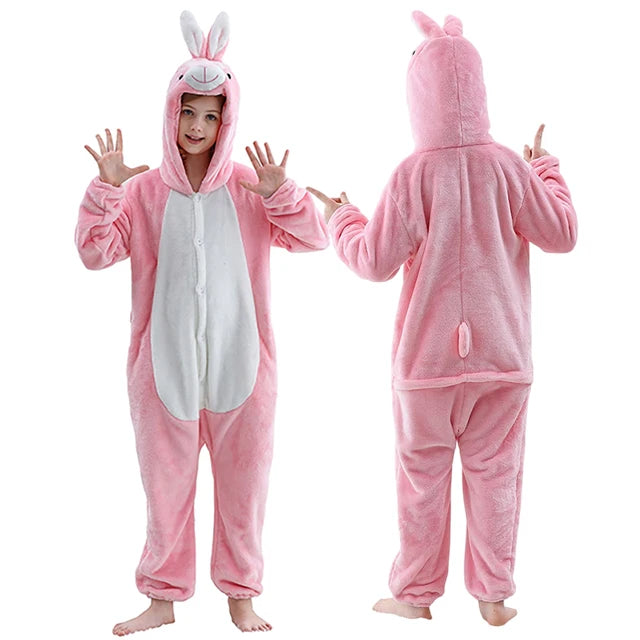 MICHLEY carnival Flannel Pajamas Child Sleepwear Jumpsuit Onesies Animal Cartoon Clothes Winter Halloween For Boys Girls Family