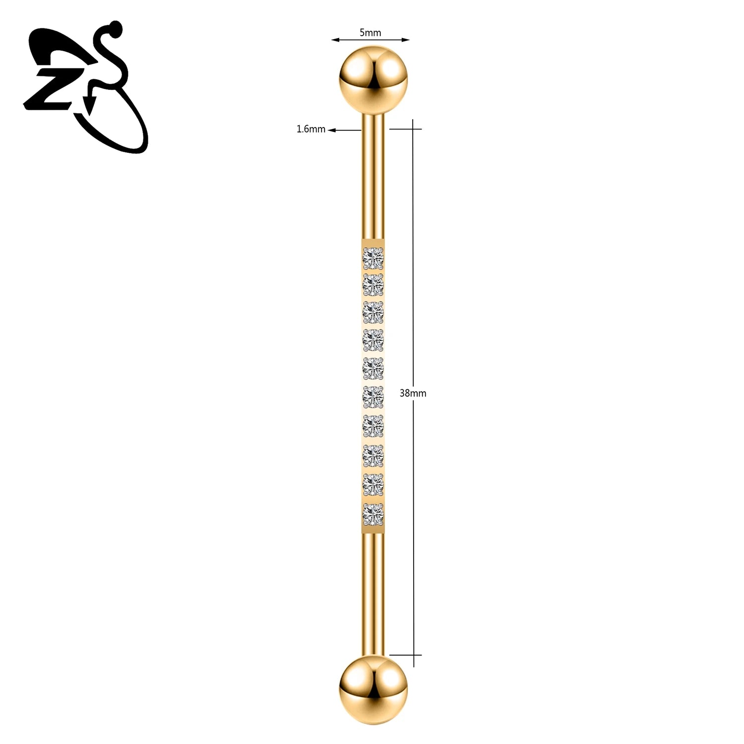 ZS 1 Piece 14/16G Stainless Steel Long Industrial Barbell Ring 22-52MM Butterfly Cat Cartilage Helix Earring Piercings Jewelry
